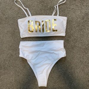 Bride Bachelorette Swimsuit Bikini Set Gold White